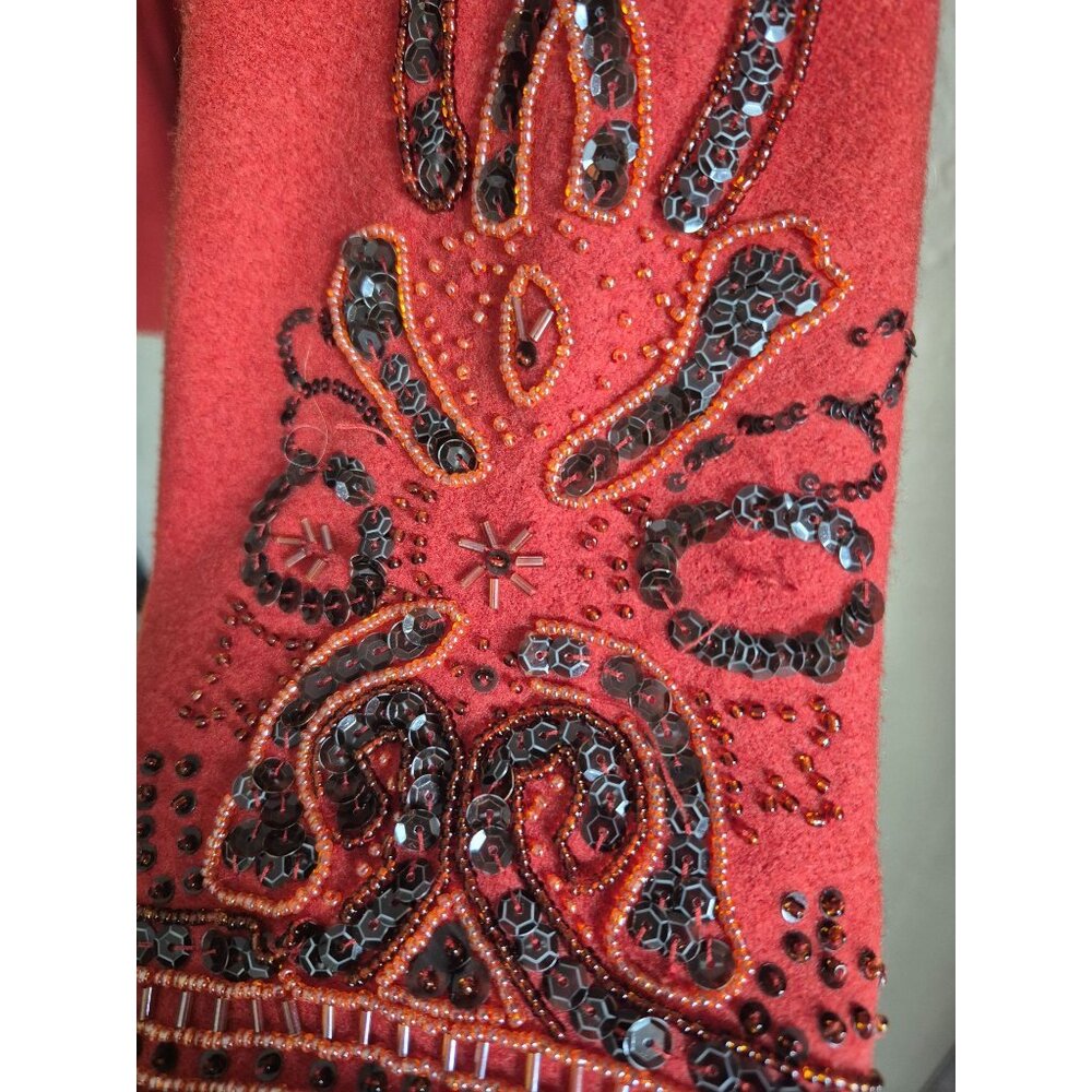 Spiegel Red Embroidered Beaded Blazer Womens 8 - Picture 3 of 6